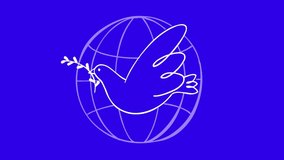 
Flying dove of peace with white outline on the blue background of the globe. 2 d  frame by frame classic animation vector - Powered by Shutterstock - Get 15% off with code: PIKWIZARD15