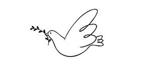 Flying white dove of peace whith olive  on the green, black, white background  2 d  frame by frame classic animation vector - Powered by Shutterstock - Get 15% off with code: PIKWIZARD15