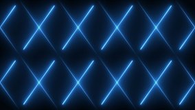 4K looped. Bright glowing neon blue laser line animated on black background