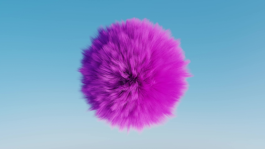 Colorful, abstract, rotating pom pom, fur ball, 3d animation Royalty-Free Stock Footage #1095054295