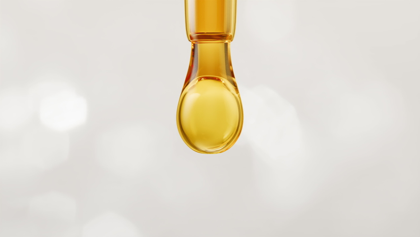 Cosmetic pipette with Cosmetic Essence Oil Serum,  Molecule inside Liquid Bubble background. | Shutterstock HD Video #1095061935