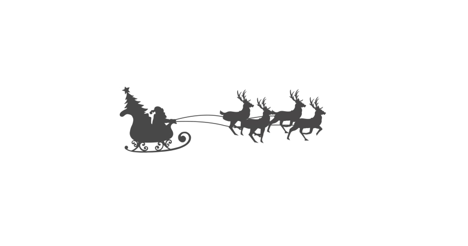 Animation of santa in sleigh over white background. Christmas, celebration and digital interface concept digitally generated video.