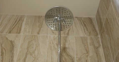 Round Metal Shower Head Leaking Water Stock Footage Video (100% Royalty
