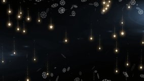 Animation of snow falling over 2023 text. Christmas, celebration and digital interface concept digitally generated video.