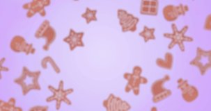Animation of ginger bread over merry christmas text. Christmas, celebration and digital interface concept digitally generated video.