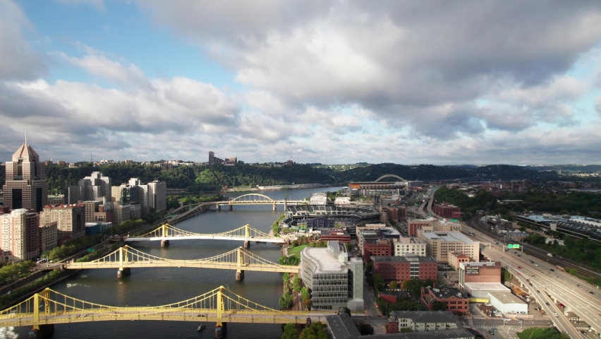 Drone shot of Pittsburgh