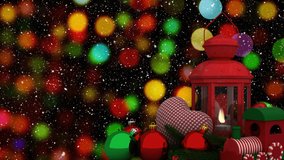 Animation of snow falling over lantern. Christmas, celebration and digital interface concept digitally generated video. - Powered by Shutterstock - Get 15% off with code: PIKWIZARD15