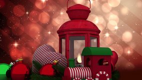 Animation of snow falling over lantern. Christmas, celebration and digital interface concept digitally generated video. - Powered by Shutterstock - Get 15% off with code: PIKWIZARD15