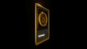 Uniswap Coin 3d animation with black background