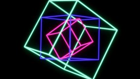 3d animation of colored neon cubes. neon glowing location. 3D Illustration - Powered by Shutterstock - Get 15% off with code: PIKWIZARD15