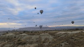 cappadocia, aerial cappadocia hot balloons on sky