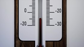 thermometer winter cold animation sumer from zero to super hot celsius fahrenheit mercury card sick customer marketing sale video footage up down close up two double shoots