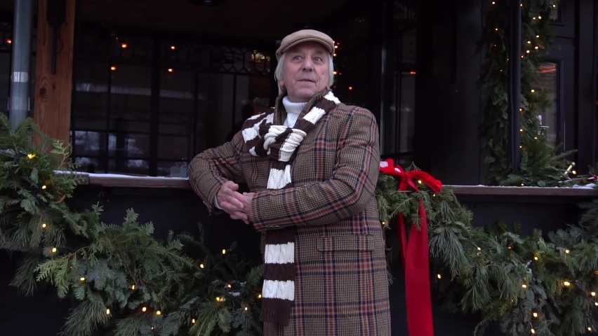 Slow Motion Outdoor portrait of senior caucasian man