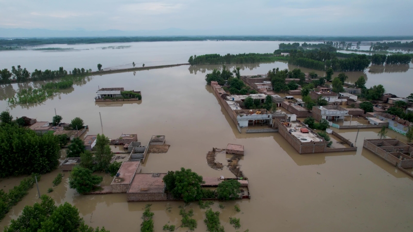 Pakistan's Drone Footage Shows the Extent of Flood Destruction... This footage captures the floods in Pakistan, which have been devastating and costly. | Shutterstock HD Video #1095089635