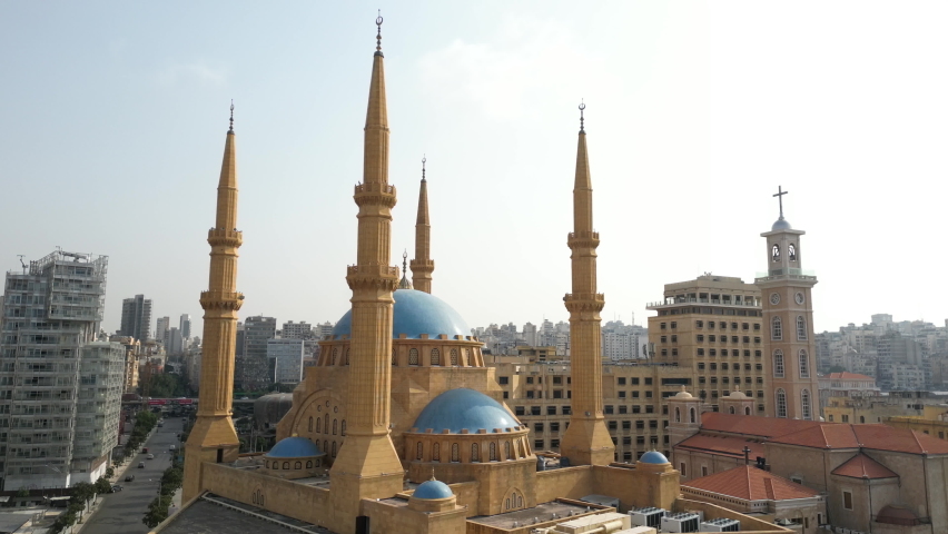 Mohammad Al Amine Mosque, Blue Mosque Beirut Lebanon Royalty-Free Stock Footage #1095091921