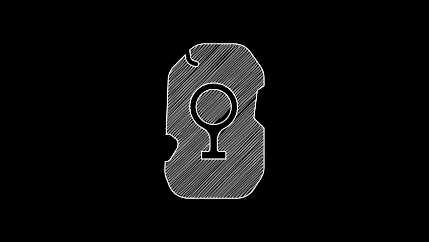 White line Magic rune icon isolated on black background. Rune stone. 4K Video motion graphic animation.