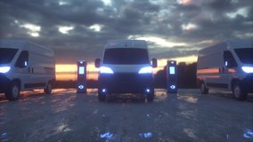 Electric car charging. Modern electric delivery van is charged at the charging station - Powered by Shutterstock - Get 15% off with code: PIKWIZARD15