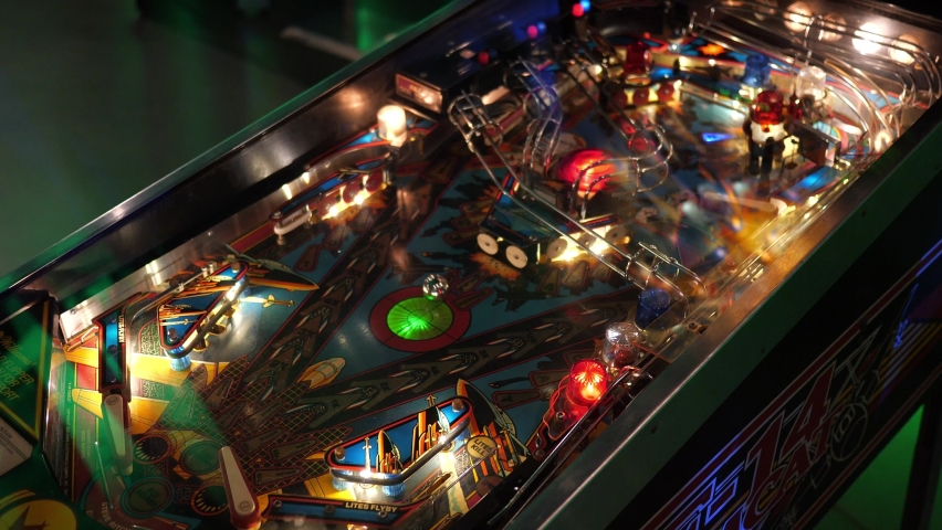 Pinball, coin-activated popular electromechanical arcade game Royalty-Free Stock Footage #1095112453