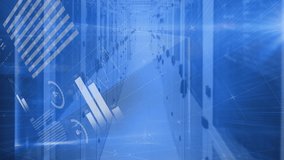 Animation of graphs, charts with financial data processing on digital interface against server room. Digital composite, communication, business, futuristic, technology, finance, economy. - Powered by Shutterstock - Get 15% off with code: PIKWIZARD15