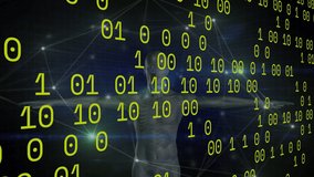 Animation of binary coding and neon qr code scanner and network of connections over human body model. Cyber security and medical research technology concept - Powered by Shutterstock - Get 15% off with code: PIKWIZARD15