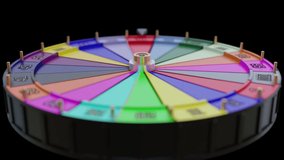 Wheel of Fortune and 55 Percent symbol. Games of chance and winning percentage concept. 3D Render Video.