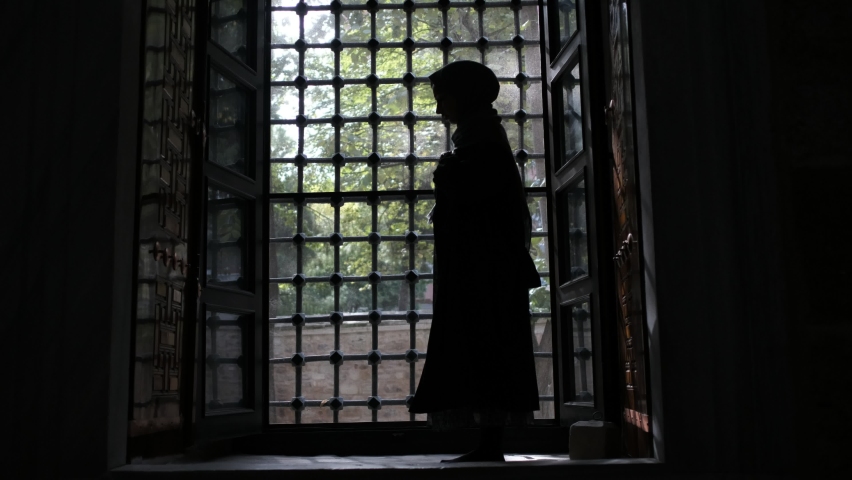 Muslim Woman silhouette, muslim woman silhouette prayer footage