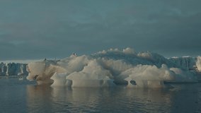 Sailing between icebergs Svalbard Spitsbergen Norway