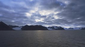 Sailing between icebergs Svalbard Spitsbergen Norway