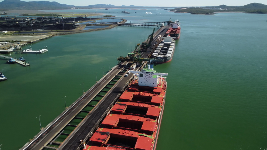coal loading ship Gladstone Harbour Queensland