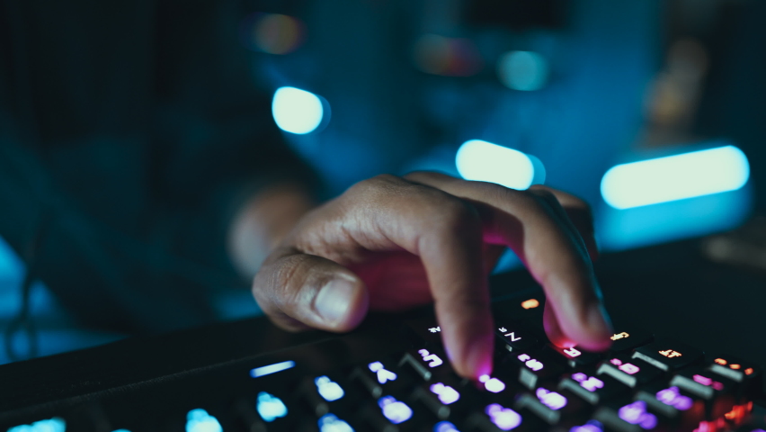 Gamer's hand on the keyboard. High quality 4k footage Royalty-Free Stock Footage #1095149631