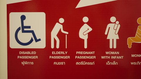 Priority Seats Disabled Elderly Pregnant Woman Stock Footage Video (100 ...