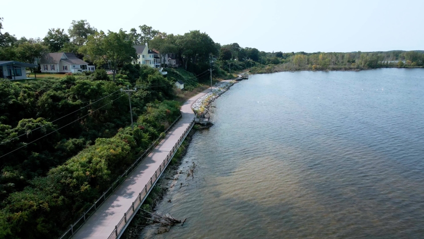 Tracking a couple of bikers on a summer day along Muskegon Lake.