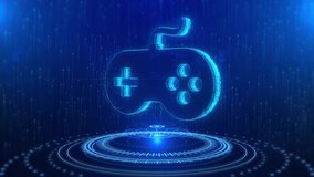 Gaming Pad Text Cyberspace Future Digital Technology Hologram Loop Concept. Game controller or joystick for game console in the center, perspective tunnel, virtual cyber space. 3D Illustration - Powered by Shutterstock - Get 15% off with code: PIKWIZARD15