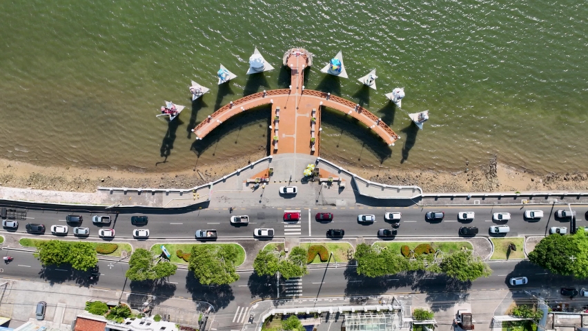 Aracaju Sergipe, Brazil. Panoramic aerial view of tourism landmark of city. Travel destination. Summer travel, Brazil northeast. Aracaju city at Sergipe State, Brazil.
