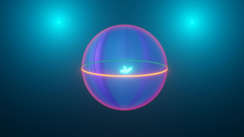 Quantum qubit in superposition state, bloch sphere, visualisation of concept of quantum coputing, illustration, 3D rendering, animation. 3D Illustration Royalty-Free Stock Footage #1095162475