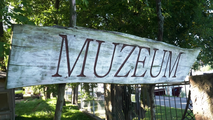  wooden board with the inscription museum