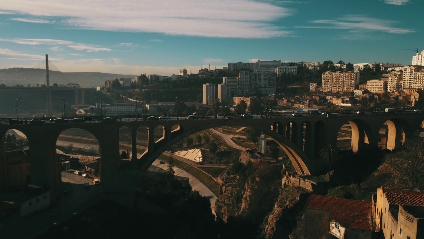 4K Footage, Aerial view of ancient Constantine, Algeria