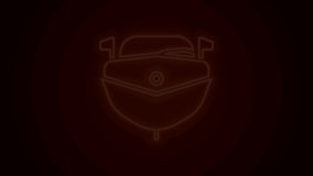 Glowing neon line Speedboat icon isolated on black background. 4K Video motion graphic animation.