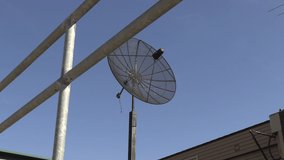 Old fashioned dish and Yagi radio television and satellite broadcasting antenna equipment