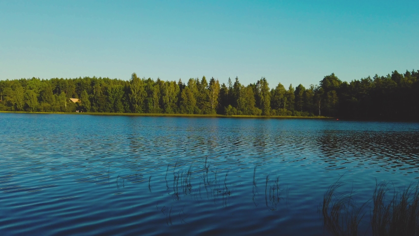 Small lake surrounded by forest in Bieszkowice, Poland. | Shutterstock HD Video #1095189501