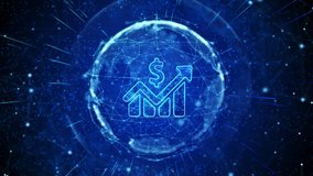 Financial Graph Digital Global Technology World Network connections Loop background. Stock market or forex trading, data and diagrams showing a steady increase in profits. Bitcoin btc. 3D Illustration - Powered by Shutterstock - Get 15% off with code: PIKWIZARD15