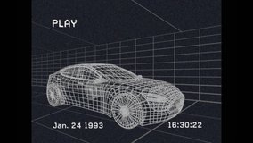 Animation of brain over digital car. Global business and digital interface concept digitally generated video.