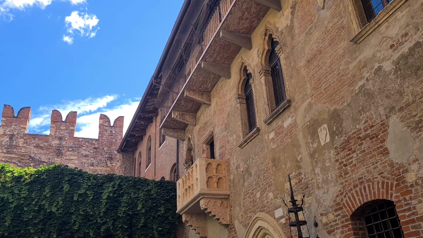 Casa di Giulietta, Juliet's House and Balcony. Popular Touristic Destination in Verona, Italy Royalty-Free Stock Footage #1095205331