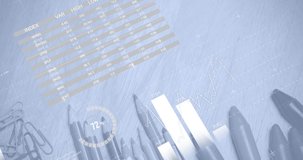 Animation of data processing over school equipment. Global education, learning and digital interface concept digitally generated video. - Powered by Shutterstock - Get 15% off with code: PIKWIZARD15