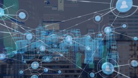 Animation of connections, graphs and metaverse city over cityscape. Network, data processing, connections and technology concept digitally generated video. - Powered by Shutterstock - Get 15% off with code: PIKWIZARD15