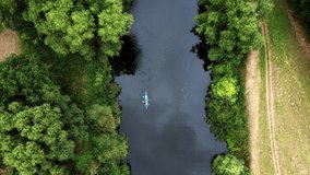 atmospheric video. The boat floats on the river.
Autumn.
Geometry.
View from above.
Drone.