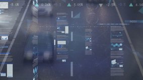 Animation of financial data and graph over globe and timelapse with road traffic. Global transport, finance and economy concept digitally generated video. - Powered by Shutterstock - Get 15% off with code: PIKWIZARD15