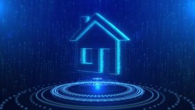 House Text Cyberspace Future Digital Technology Hologram Loop Concept. Property or real estate investment. Home mortgage loan rate Mortgage . Real estate, moving home or renting. 3D Illustration - Powered by Shutterstock - Get 15% off with code: PIKWIZARD15