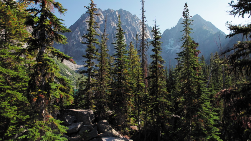 Rising Aerial Reveal of Colchuck Lake in Leavenworth Washington