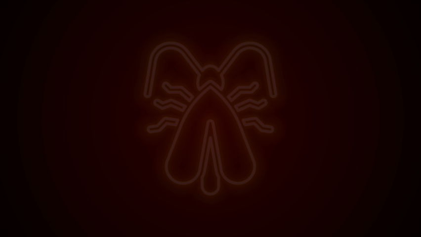 Glowing neon line Clothes moth icon isolated on black background. 4K Video motion graphic animation.